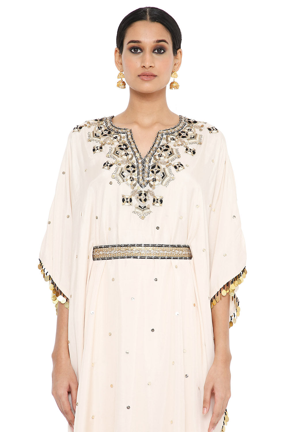 Rima Embroidered Kaftan And Sharara With Belt