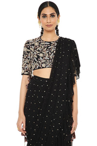 Almas Embroidered Choli With Frill Saree