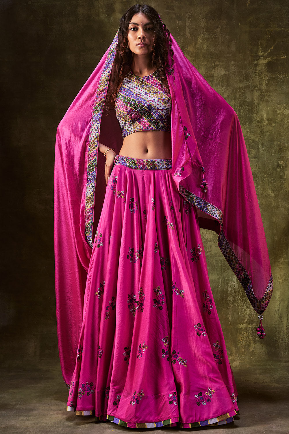 Pink hot sale colour lengha