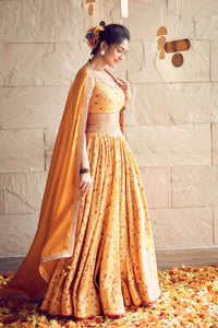 Mustard Bandhani Lehenga