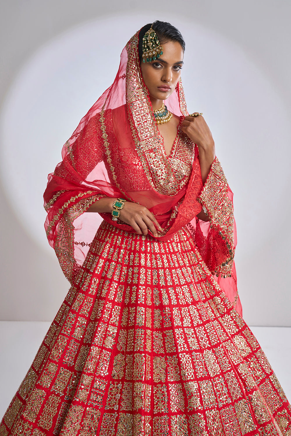 Red Gota Patti Lehenga Set