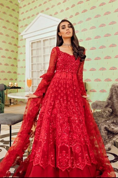 Red net hot sale long dress