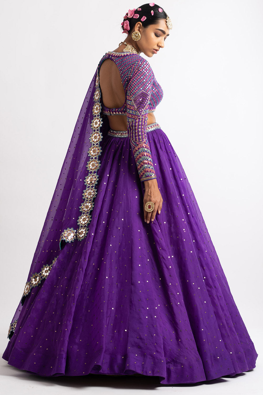 Vvani by Vani Vats Purple Silk Organza Lehenga Set LIVEtheCOLLECTIVE