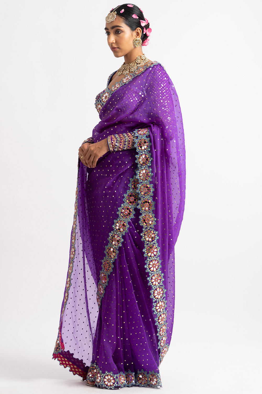 Vvani by Vani Vats  Lilac Pearl Embellished Saree – LIVEtheCOLLECTIVE