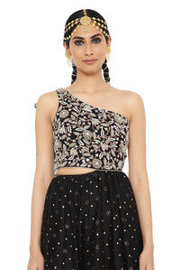 Dua One Shoulder Black Gown