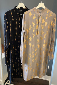 Grey Ganesh Print Kurta