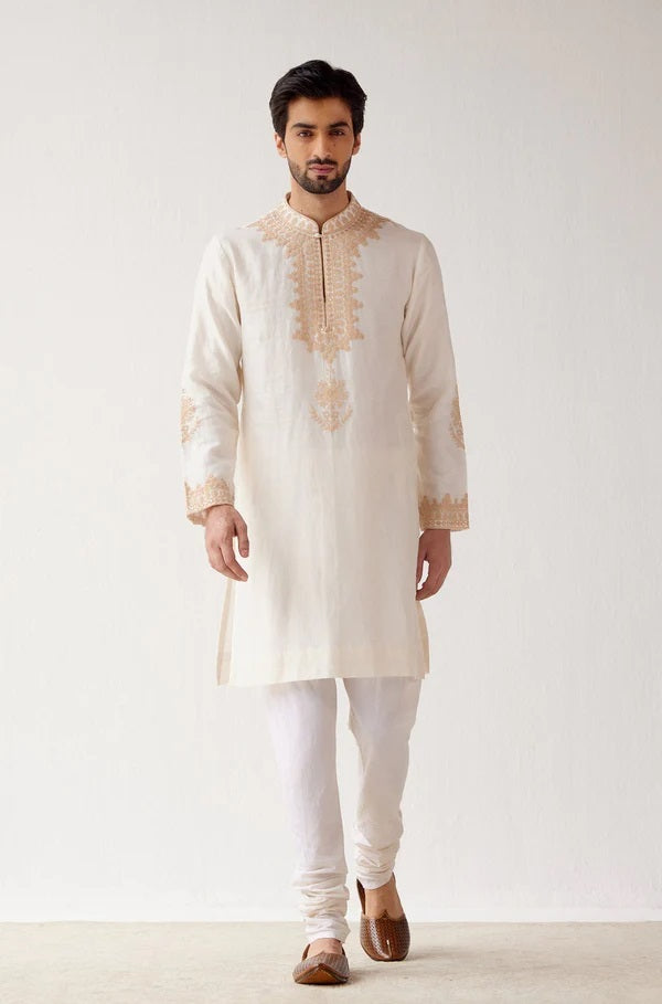 Ivory Embroidered Kurta and Stole