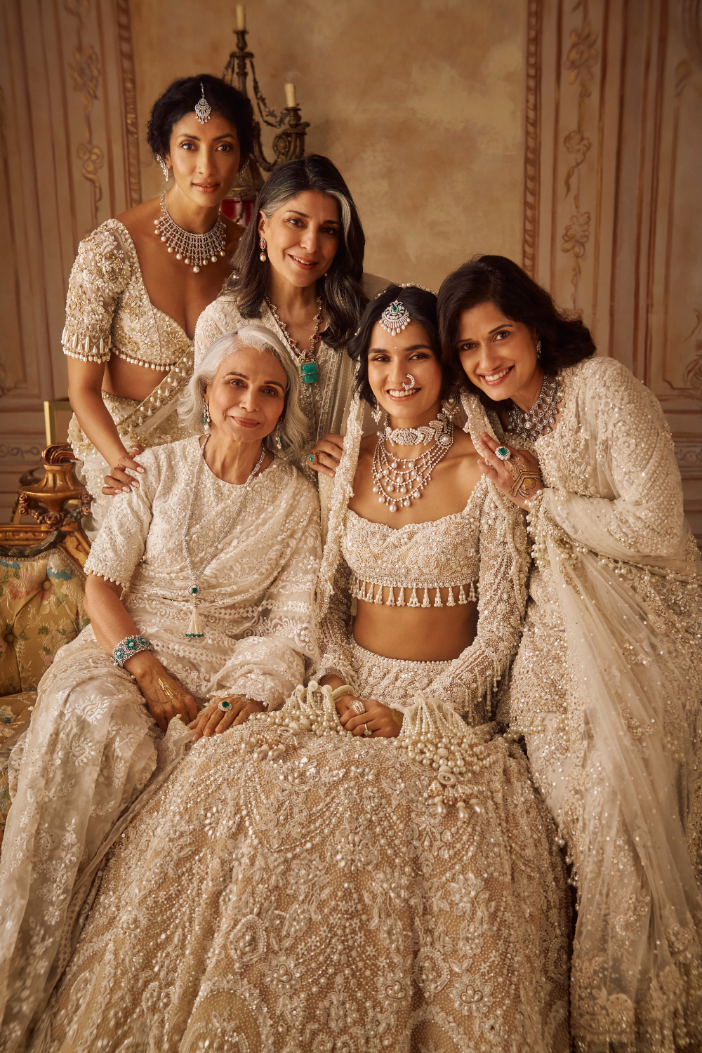 Ivory Gold Lehenga Saree Set