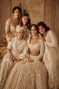 Ivory Gold Lehenga Saree Set