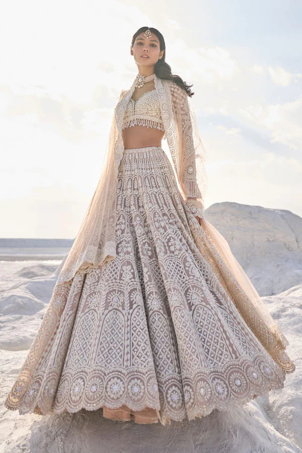 Nude Cream Dori Lehenga Set