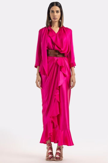 Fuschia Sunday Skirt and Scarf Top Set