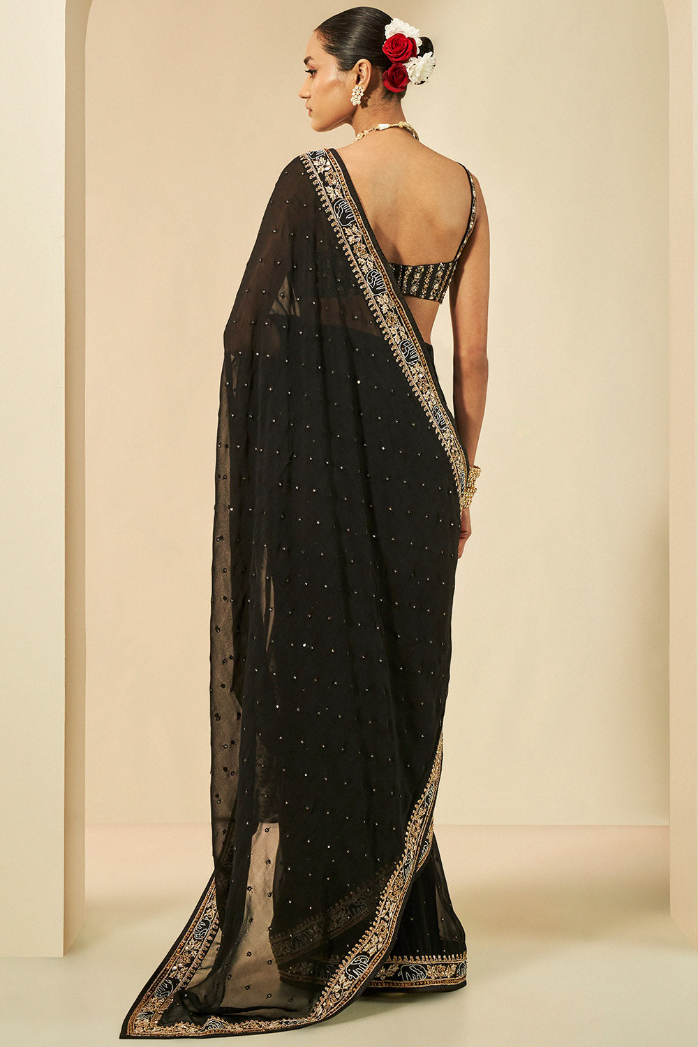 Vanani Embroidered Gota Patti Georgette Saree