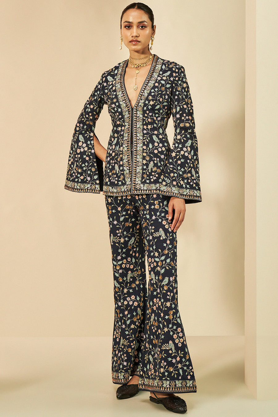 Isra Zardozi Silk Jacket Set