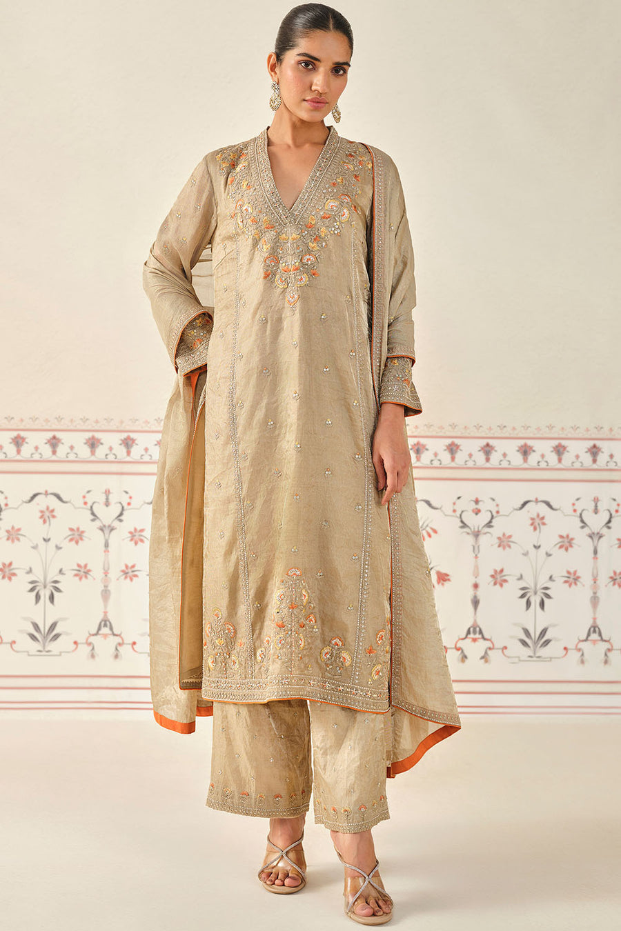 Anita Dongre Indali Embroidered Kurta Set Gold LIVEtheCOLLECTIVE