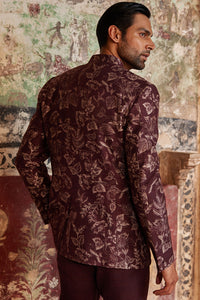 Nilav Printed Silk Bandhgala