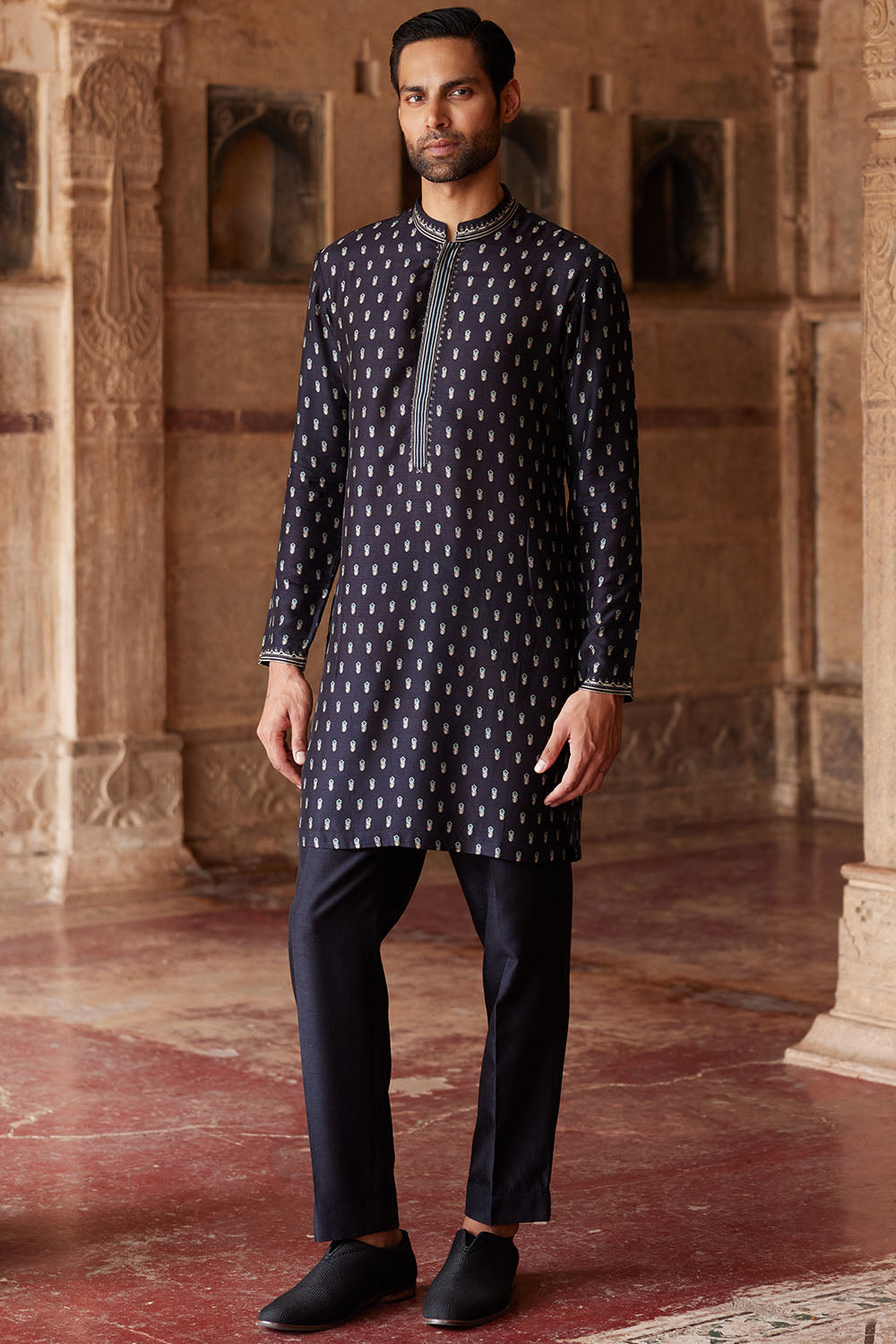 Ashvath Printed Silk Kurta