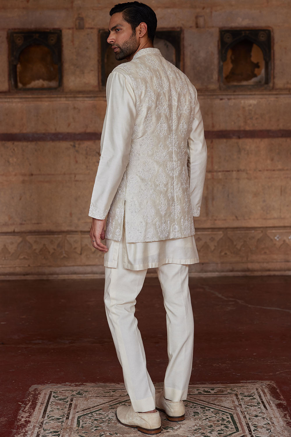 Palaksh Hand-embroidered Silk Nehru Jacket