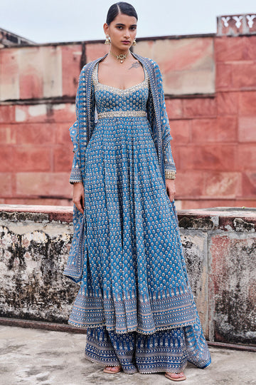 Abjini Printed Mul Anarkali Set