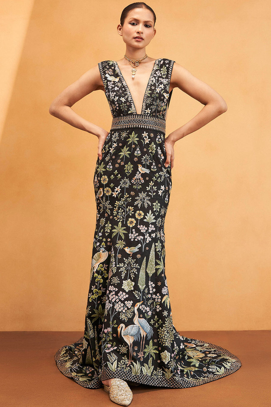 Magic Of The Evergreen Forest Pichhwai Gown