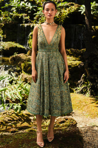 Grassland Embroidered Dress - Green