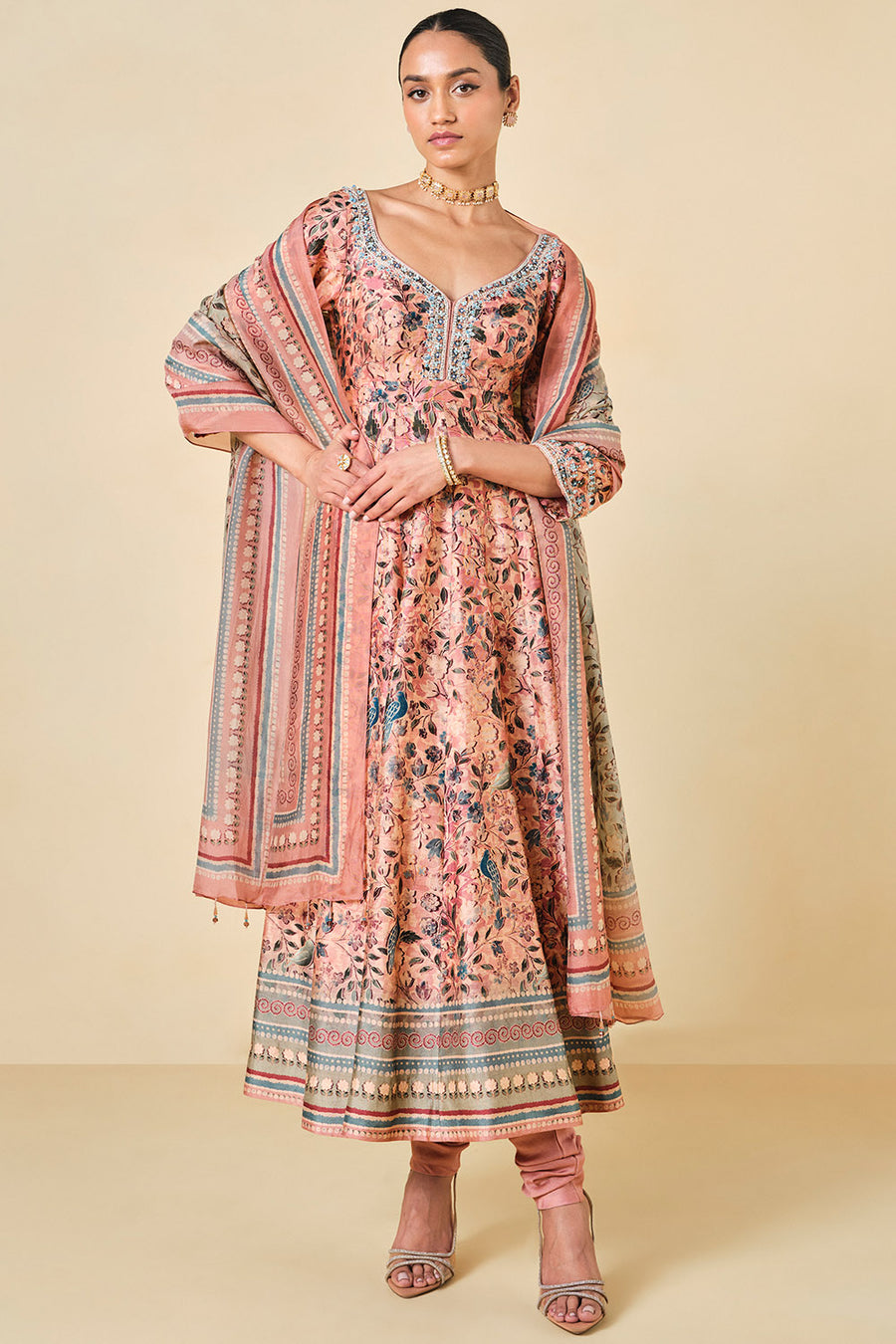 Anita Dongre Themis Anarkali Set Blush LIVEtheCOLLECTIVE