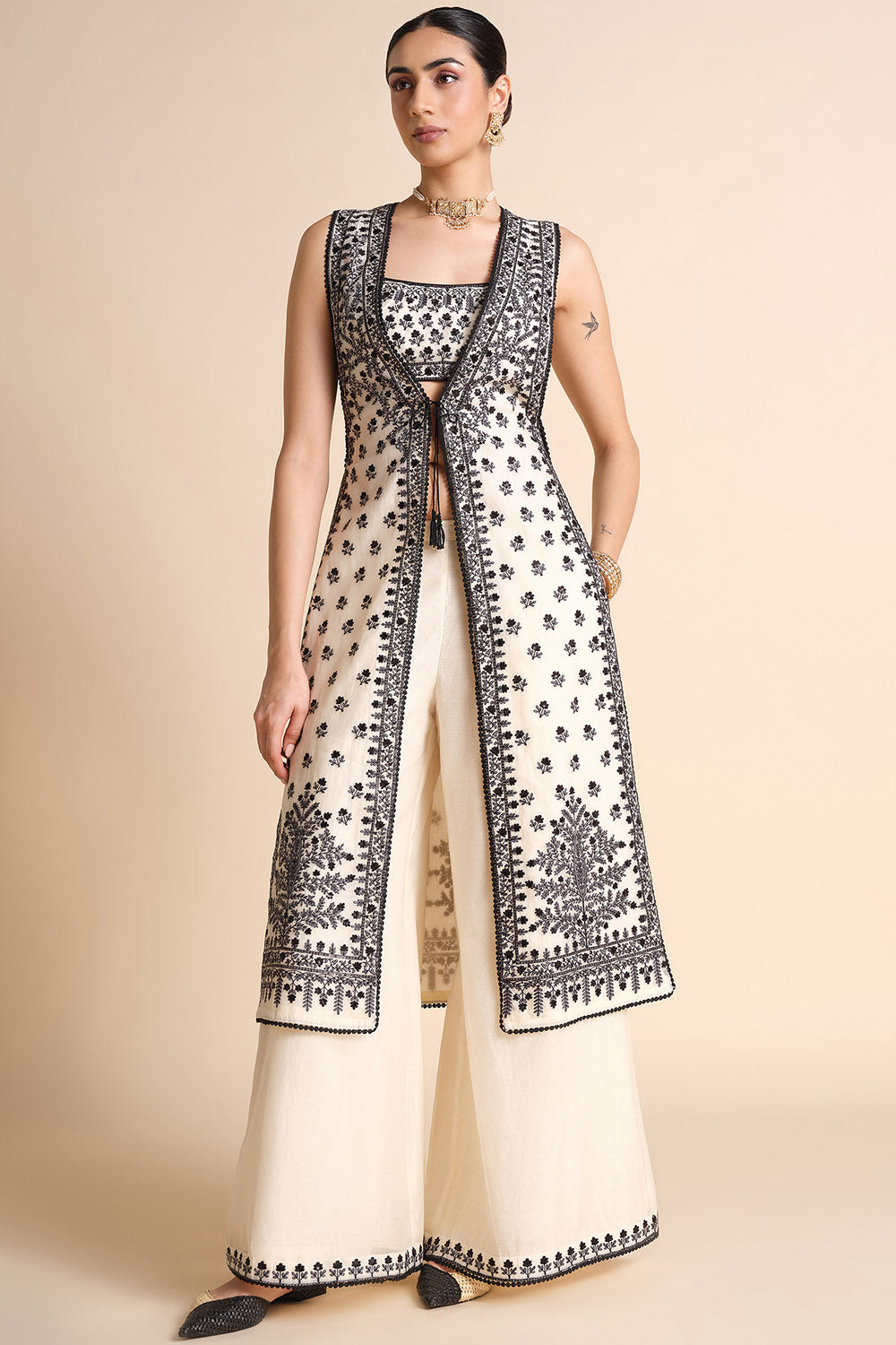 Sawsan Embroidered Mul Tabard Set