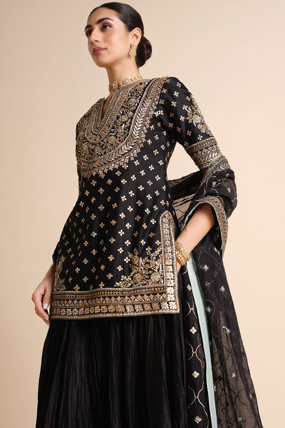 Sahasra Gota Patti Silk Sharara Set