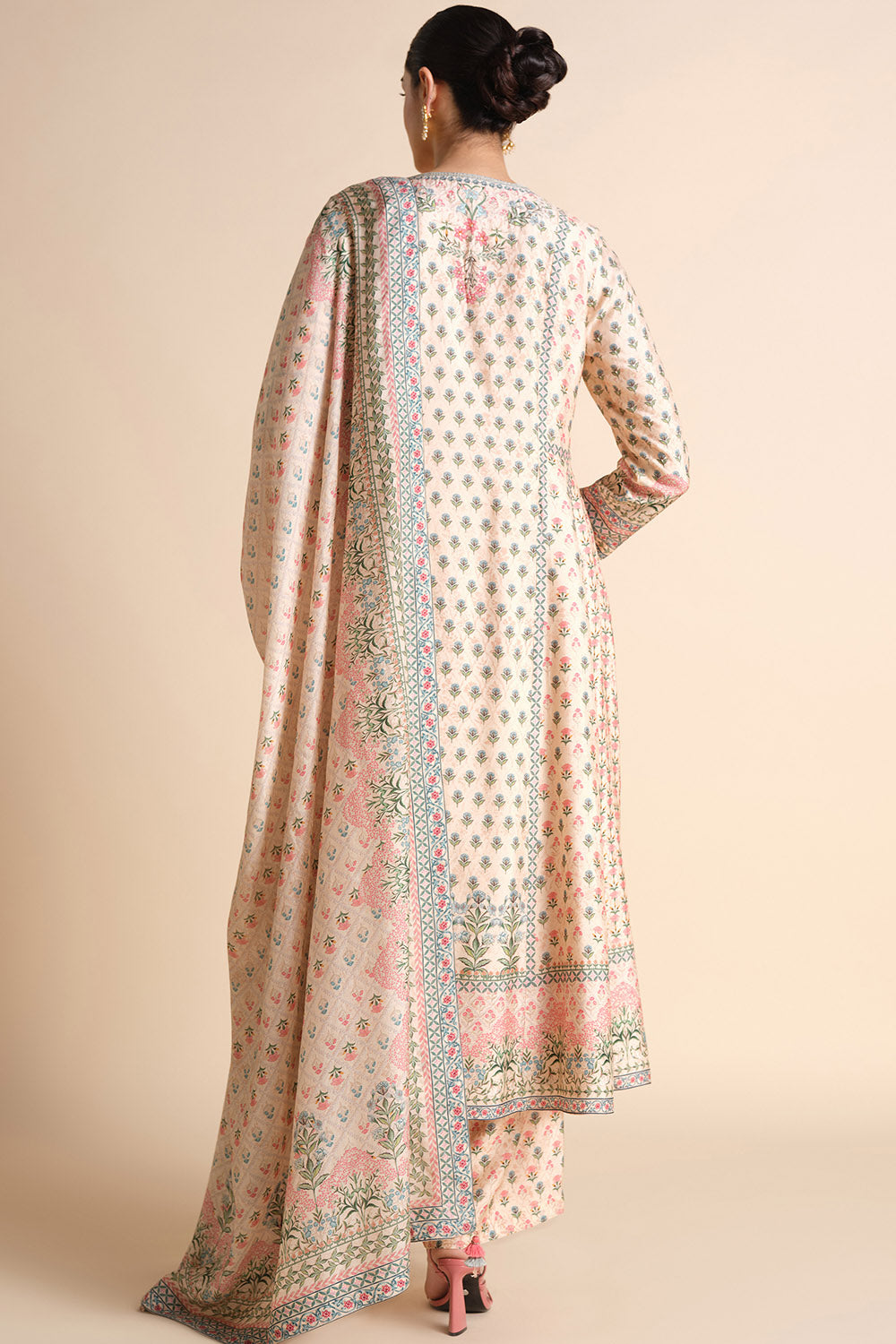 Indivarini Printed Silk Anarkali