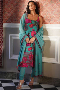 Sky Blue Floral Kurti Set