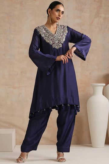 Aadya Kurta Set Navy