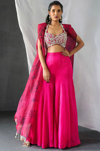 Fuchsia Blossom Cape & Sharara Set