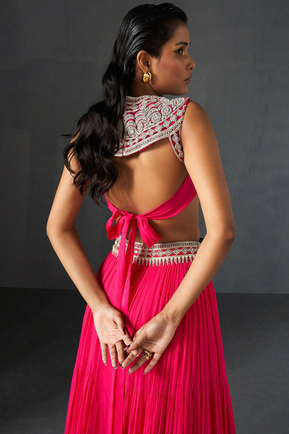 Fuchsia Embroidered Sharara Set