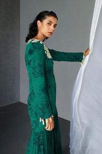 Teal Blossom Jacket Sharara Set