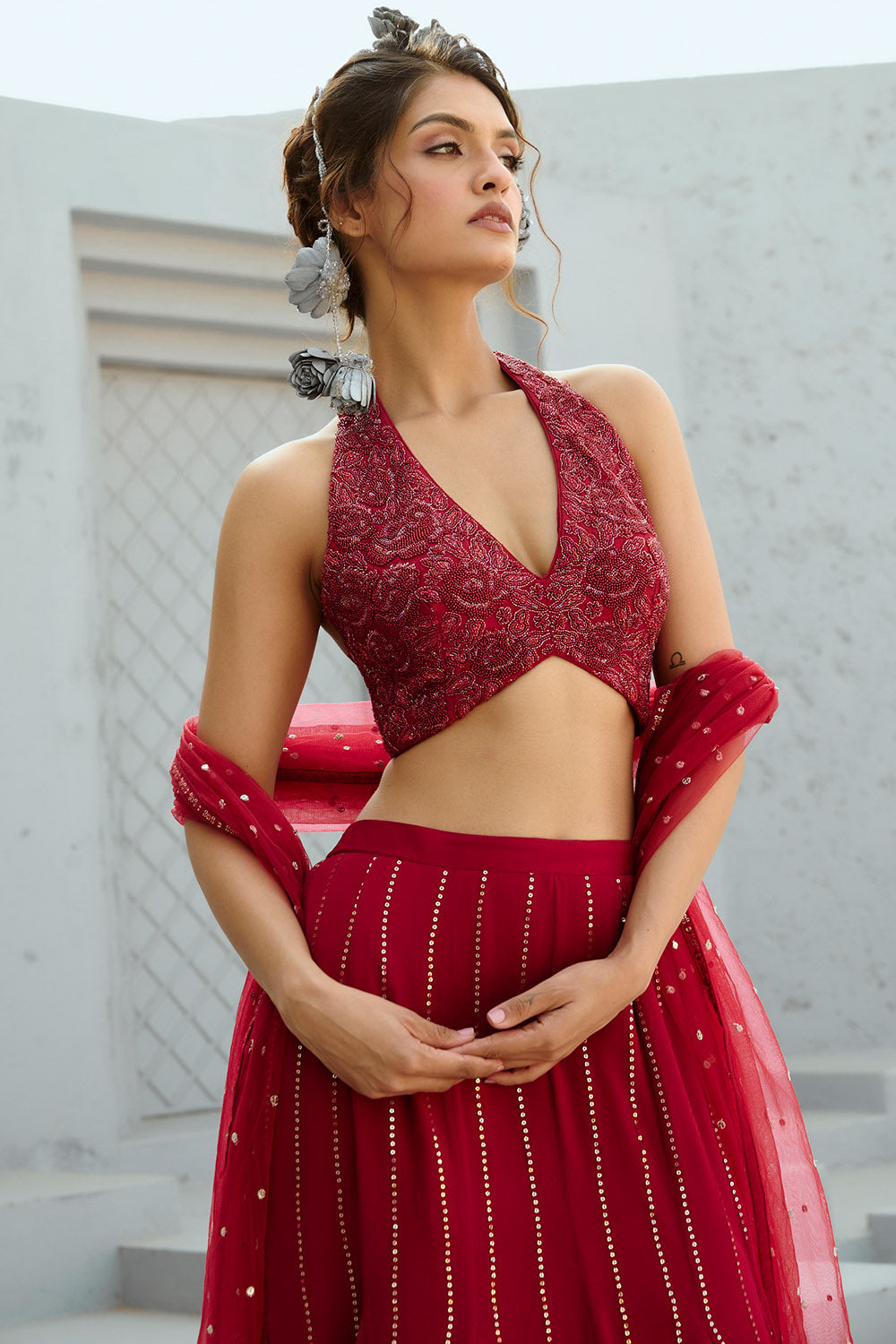 Aura Red Lehenga Set