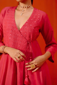 Rani Pink Embroidered Anarkali Set