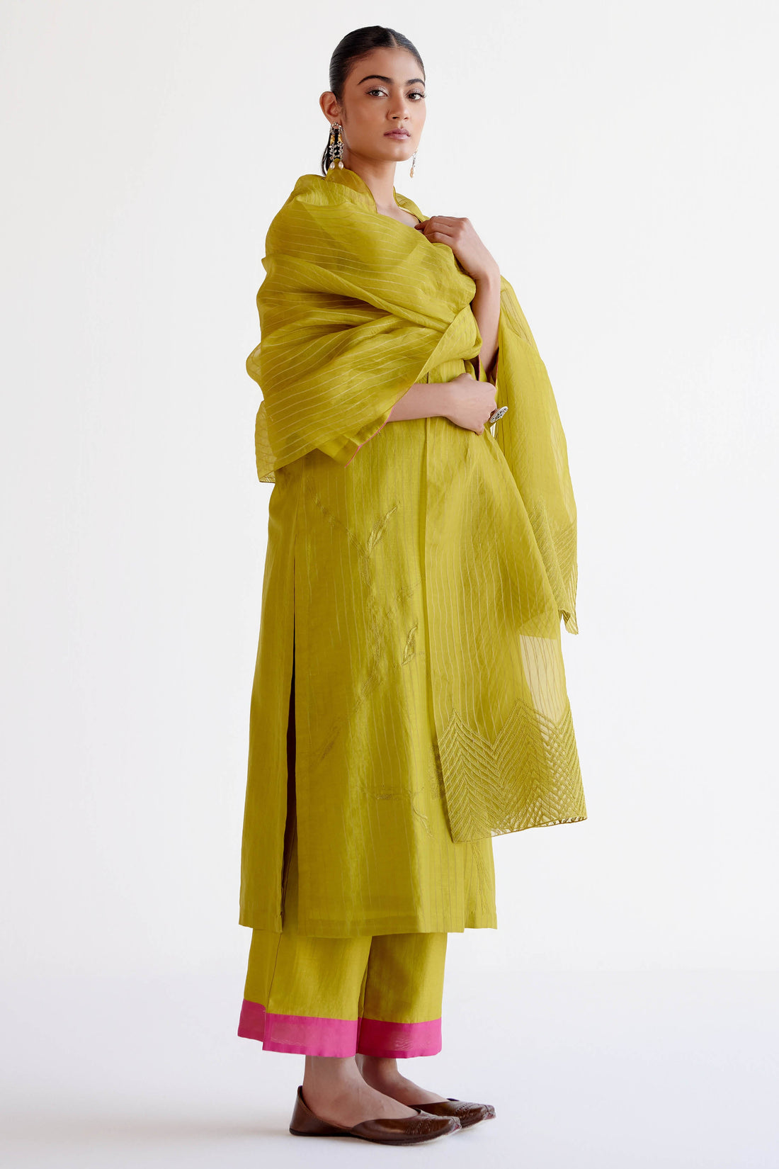 Green Chanderi Kurta Set