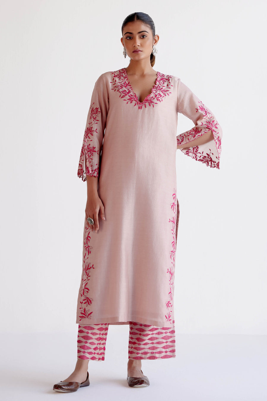 Pink Chanderi Kurta Set