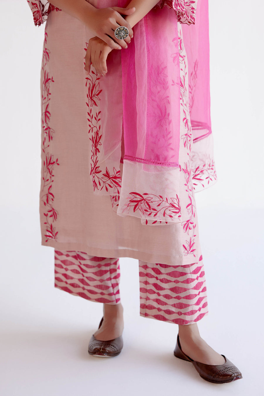 Pink Chanderi Kurta Set