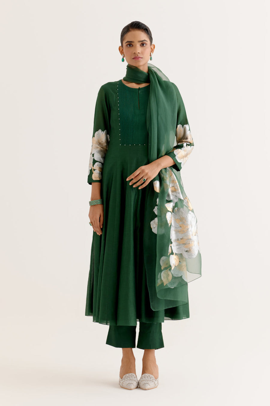 Emerald Green Anarkali Set