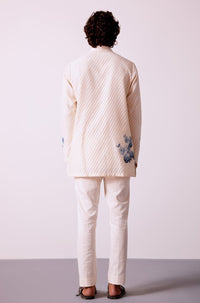 Ivory and Blue Kurta Set