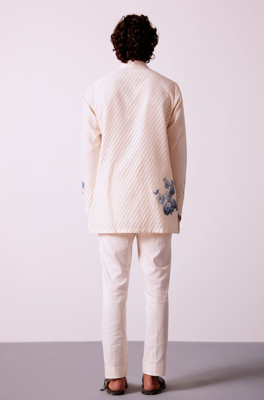 Ivory and Blue Kurta Set