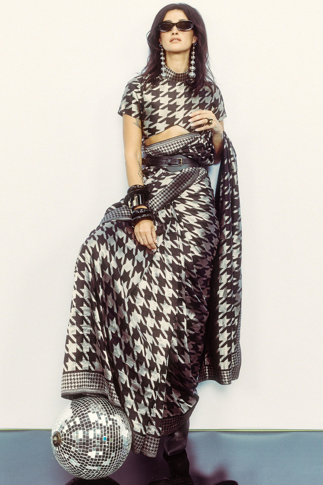 Duo Pattern Houndstooth Saree