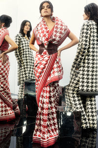 Closed Border Resham Houndstooth Saree