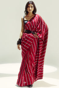 Gucci Red Pencil Stripe Saree