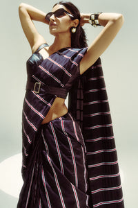 Black Pencil Stripe Saree