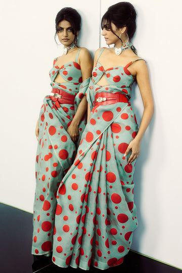 Teal Confetti Saree