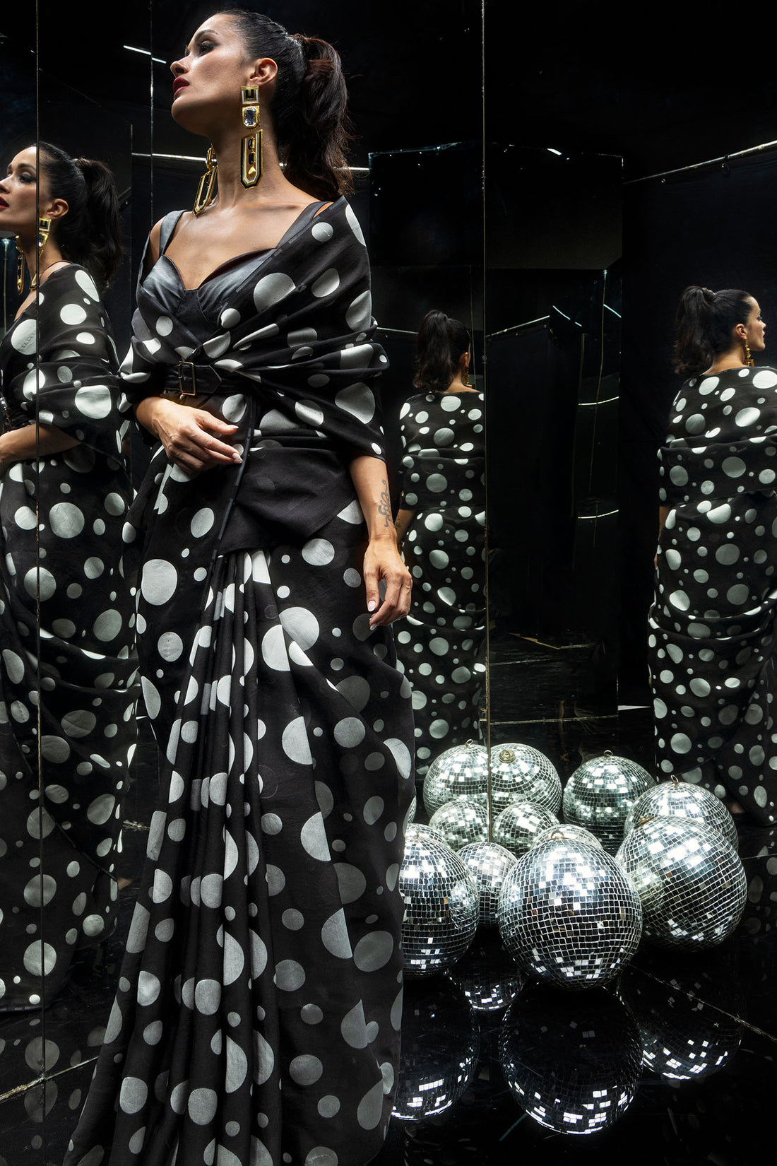 Black Confetti Saree