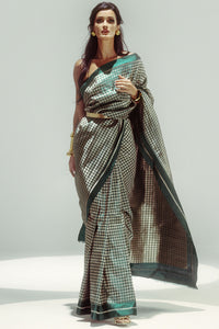 Emerald Small Houndstooth Zari Saree