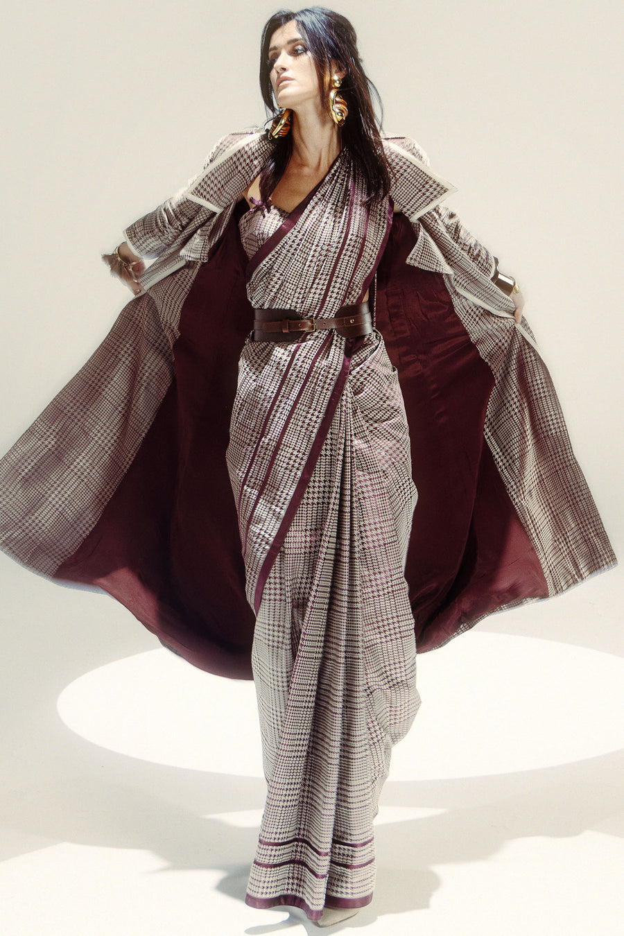 Espresso Glen Plaid Saree