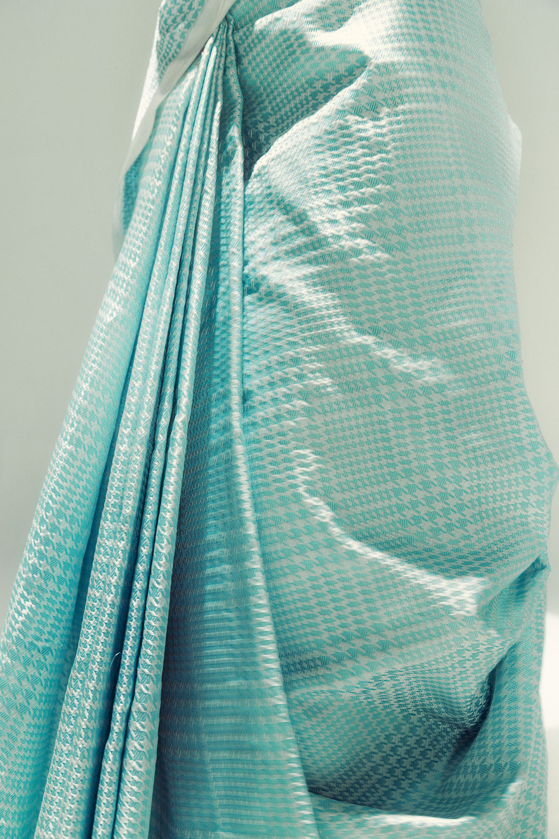 Powder Blue Glen Plaid Saree